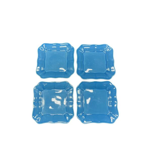 Sur La Table Set of 4 Blue Appetizer Plates with Scalloped Edges - Picture 1 of 4